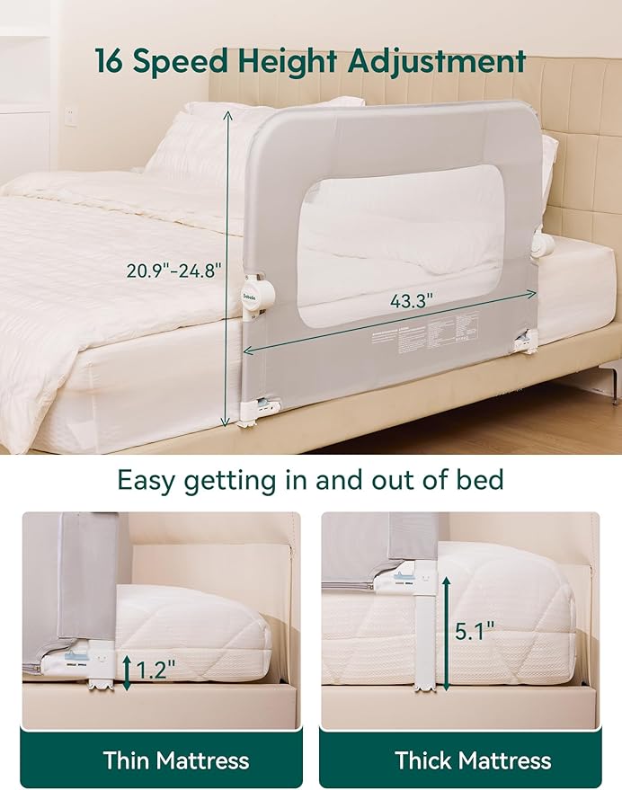 BABELIO Bed Rail for Toddlers, Baby Side Railing for Twin/Full/Queen/King Size - Image 3
