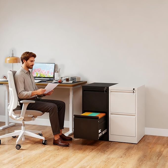 2 Drawer File Cabinet with Lock, Vertical Filing Cabinets - Image 2