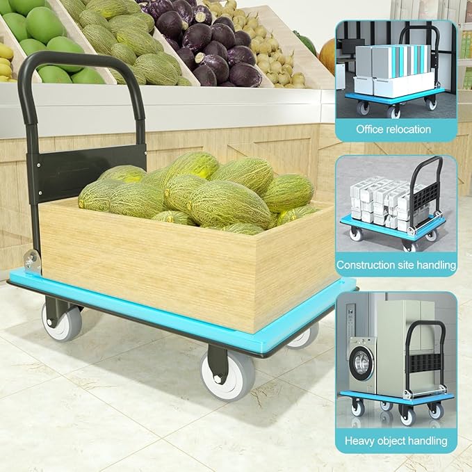 WUD Push Cart, Folding Mobile Platform Trolley, Thickened and Reinforced - Image 4