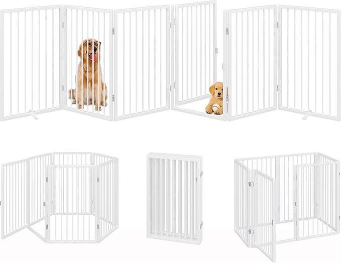 Vantas Folding No-Assembly Metal Pet Gate 120" Wide, Freestanding Accordion - Image 3