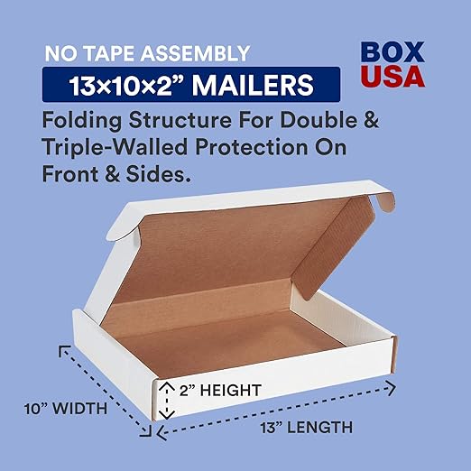 BOX USA 13" Deluxe Shipping Boxes 13"L x 10"W x 2"H, Gifts or Bulk Business - Image 2
