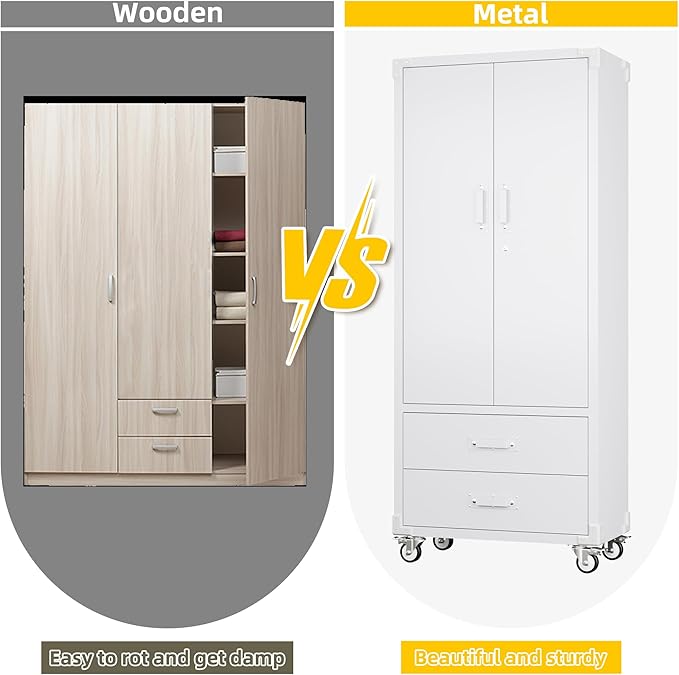 Garage Storage Cabinet with 2 Drawers and Pegboard, Metal Storage Cabinet with - Image 8