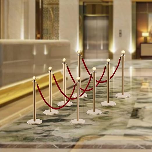 8 PCS Gold Stanchion Posts Queue, Crowd Control Stanchion - Image 6