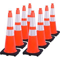 Fluorescent Orange PVC Traffic Cones, Heavy-Duty Black Base Garage Parking Lot by OranLite