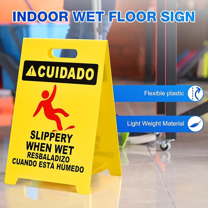 MATTHEW CLEANING 19'' Industrial Wet Floor Sign 3 Pack 2-Sided Durable - Image 2