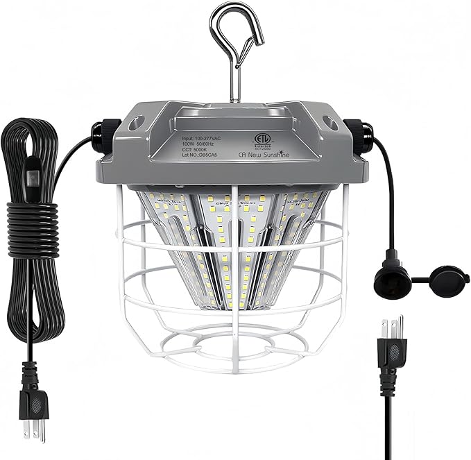 LED Temporary Work Light 100W, 15000 Lumen Construction Light, 5000K Daylight by CA+New+Sunshine