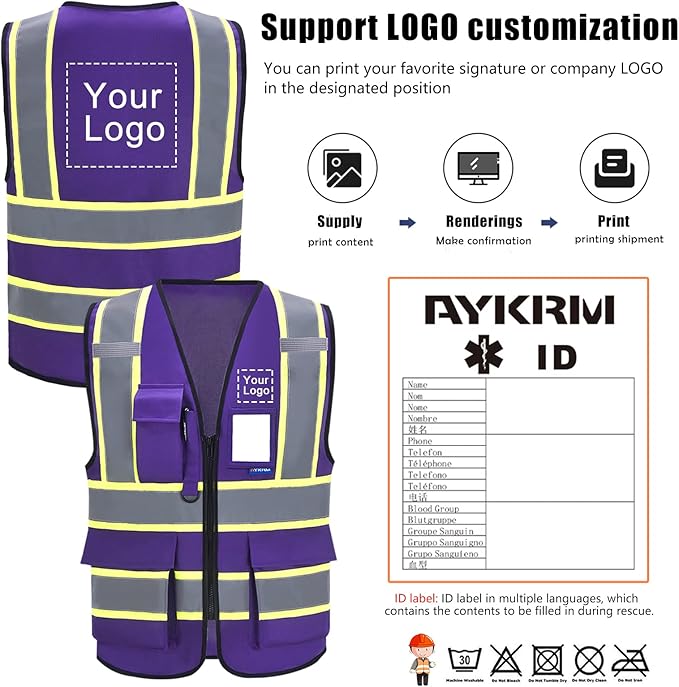 AYKRM 11 color High Vis Reflective Safety Vest - Image 4