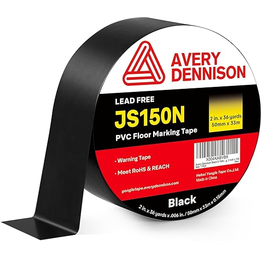 Avery Dennison Floor Marking Tape, 2 Inch x 108 Ft Black Caution Tape, 1 Roll by AVERYDENNISON