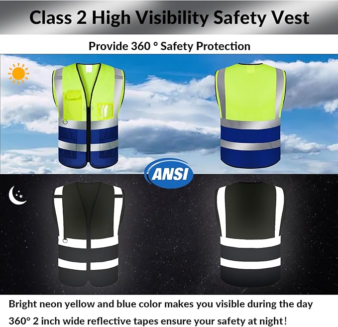 BeautyWill Custom Safety Vest Logo Class 2 High Visibility Reflevtive Vest - Image 5