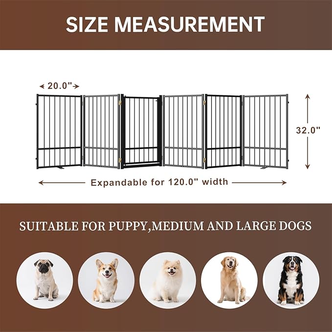 6 Panels Full Metal Freestanding Dog Gates - Image 2