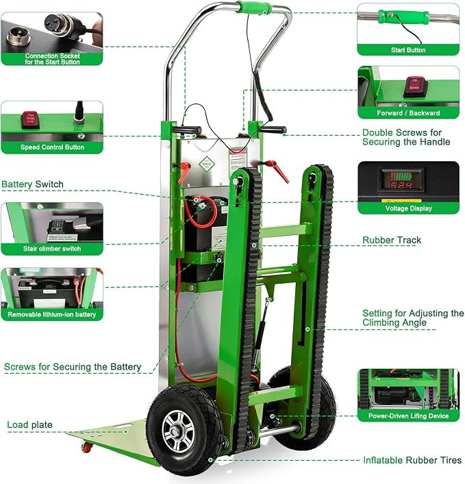 Electric Stair Climbing Hand Trucks Dolly Cart, 900lb Capacity Heavy Duty Stair - Image 4