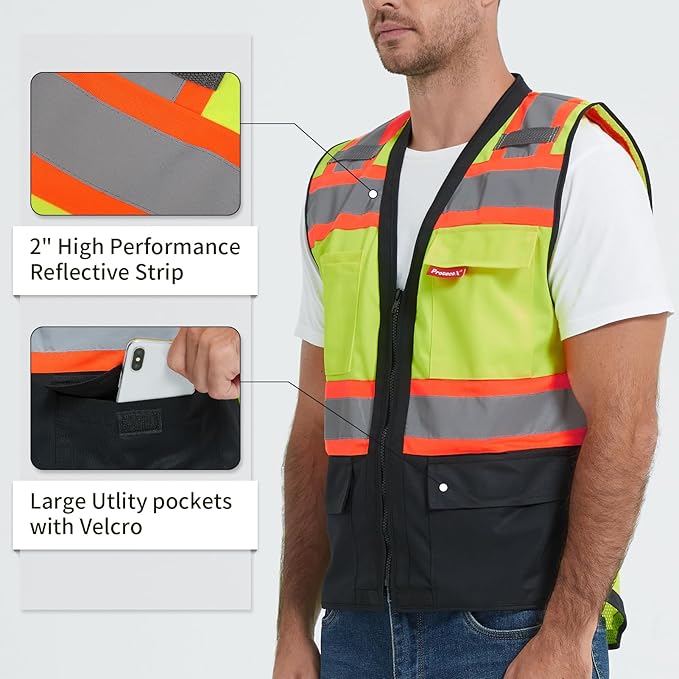 ProtectX 6 Pockets High Visibility Safety Vest - Image 3