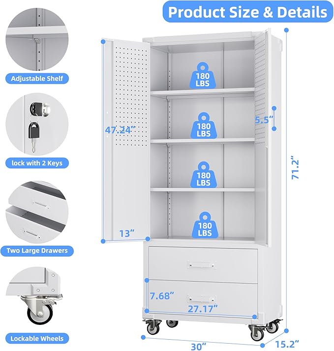 Aobabo Upgraded Metal Garage Storage Cabinet - Image 3