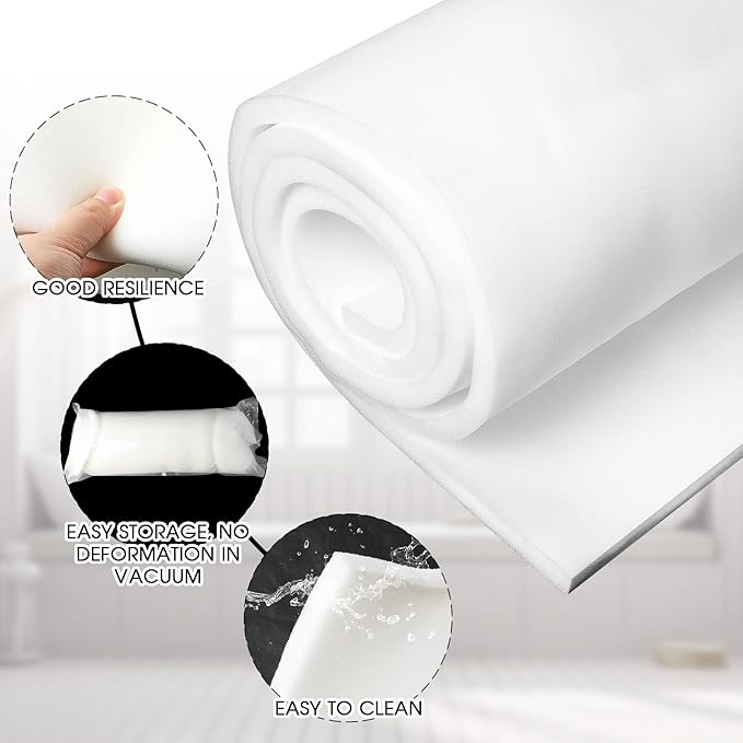 Amylove Polyurethane Foam 2/5" x 59" x 79" High Density Cushion Upholstery Foam - Image 3