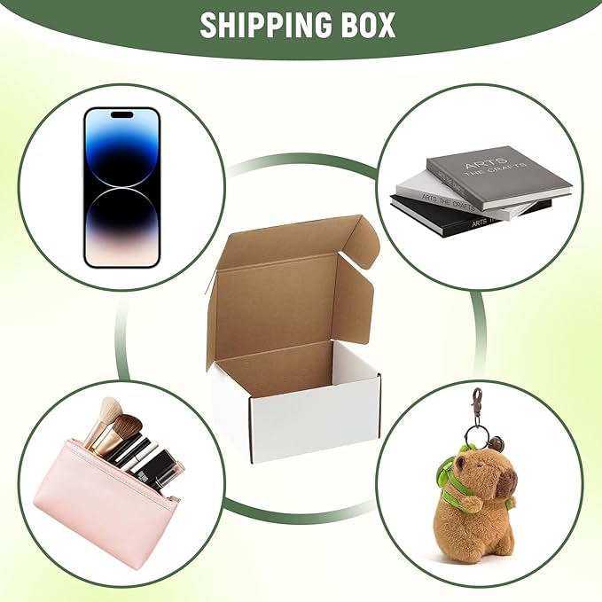 10 Pack 8"x6"x4" inch Small Shipping Boxes White Corrugated Cardboard Box - Image 4