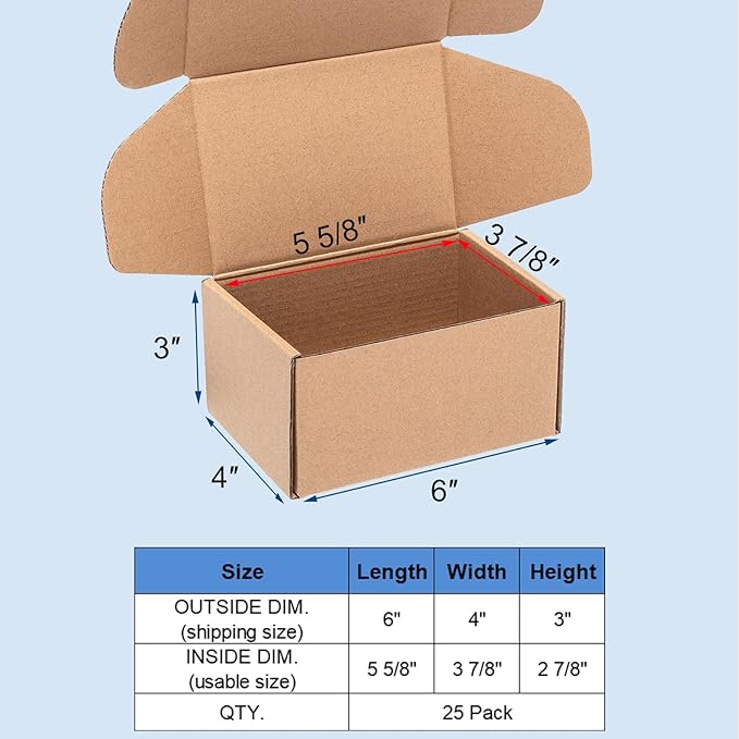Shipping Boxes 6x4x3" 25 Pack - Image 2