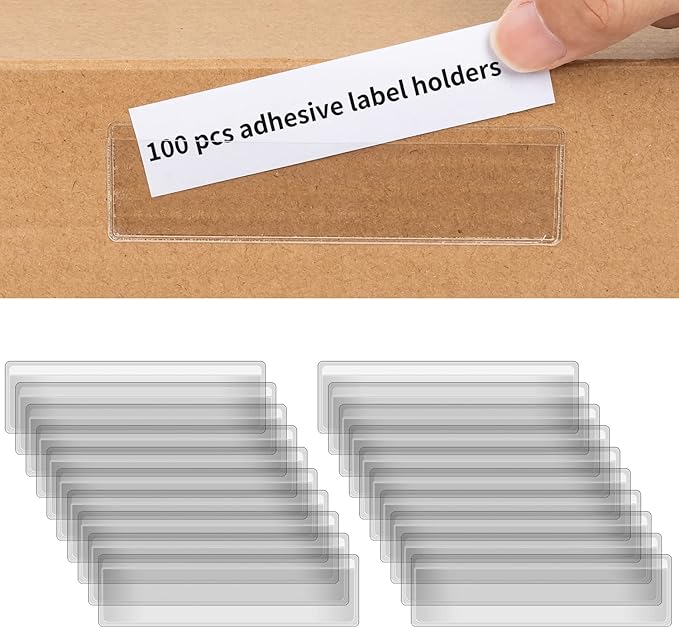 100 PCS 4 x 1 Inch Label Holders Adhesive Label Pockets, Self Adhesive Label by SIYOMG