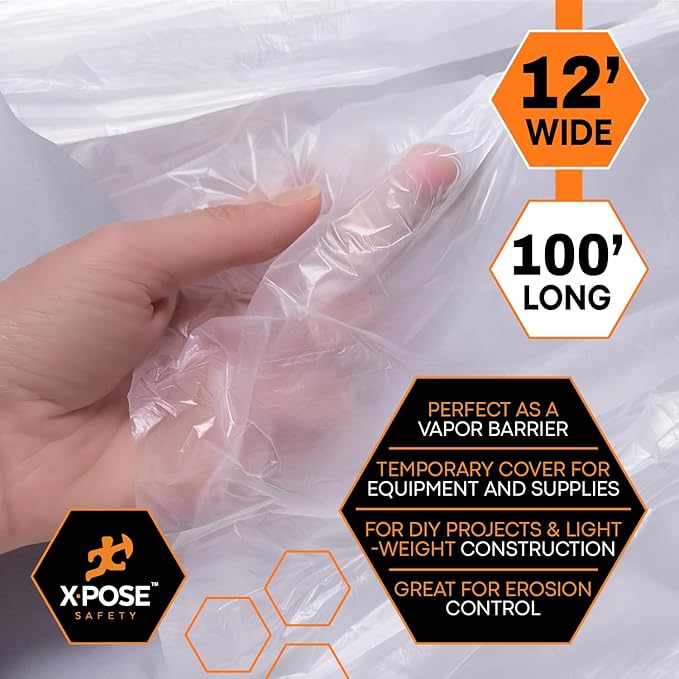 Xpose Safety Clear Plastic Sheeting – 12' x 100' Rolls – Heavy Duty 5.2 Mil - Image 4