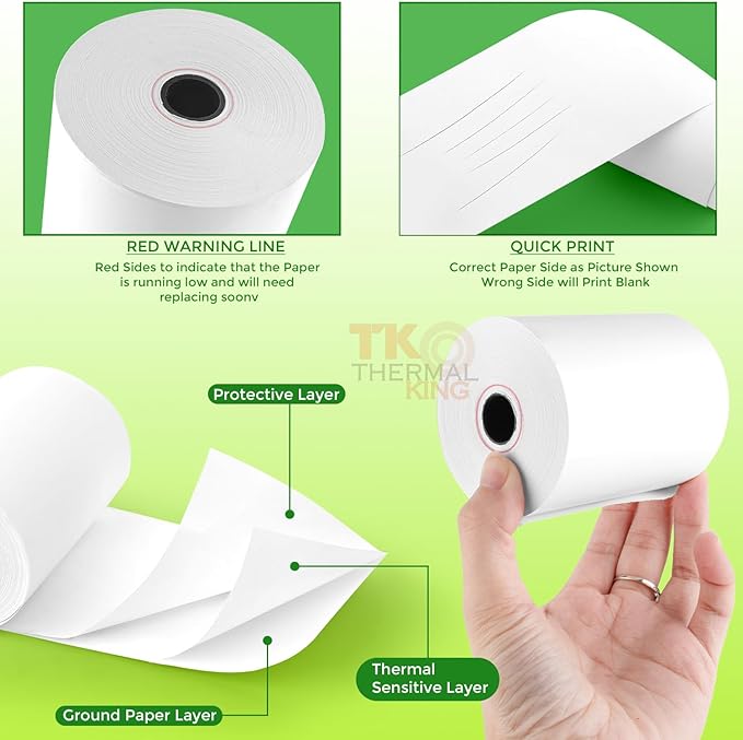 3 1/8" x 190' Thermal Paper, POS Receipt Paper - Image 8