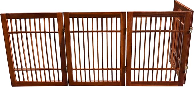Pet Dog Gate Strong and Durable Freestanding Folding Acacia Hardwood Portable - Image 9