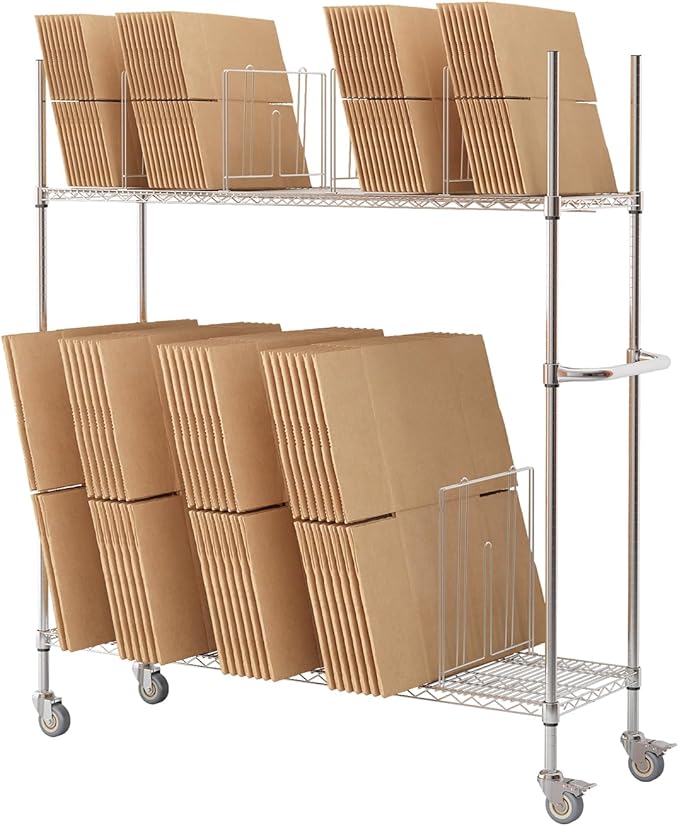 Commercial Wire Carton Cart, 2-Tier Wire Carton Stand Unit, 400Lb by Reykilor