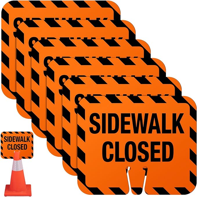 6 Pcs Plastic Sidewalk Closed Sign Bulk by Copkim