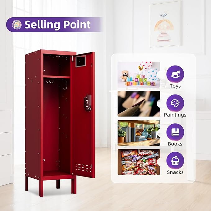 Metal Cabinet Home Office Storage, Lockable Steel Locker - Image 5