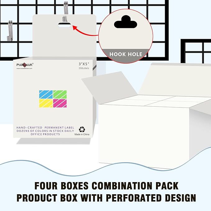 PARLAIM 3 X 5 Inch 4Rolls/1000 Per Roll Rectangle Inventory Color Coding Labels - Image 7