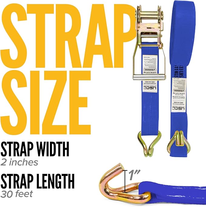 US Cargo Control Wire Hook Ratchet Straps 2 Inch x 30 Foot, 000 LBS Break - Image 3