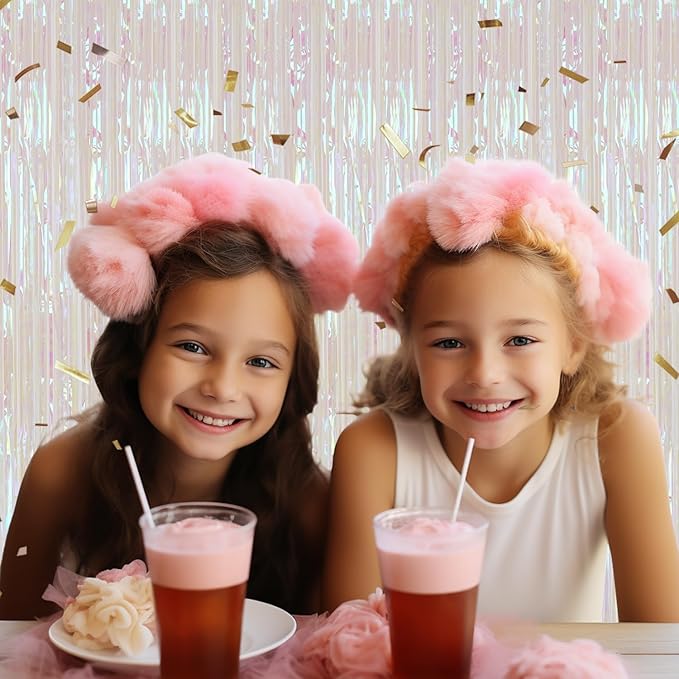 3 Pack Foil Fringe Backdrop, 3.3x8.2 Feet Tinsel Curtains, Transparent Rainbow - Image 4