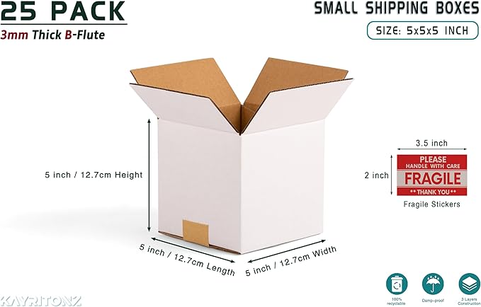 5x5x5 inch Small Shipping Boxes, Gifts Wrapping, 25 Pack - Image 3