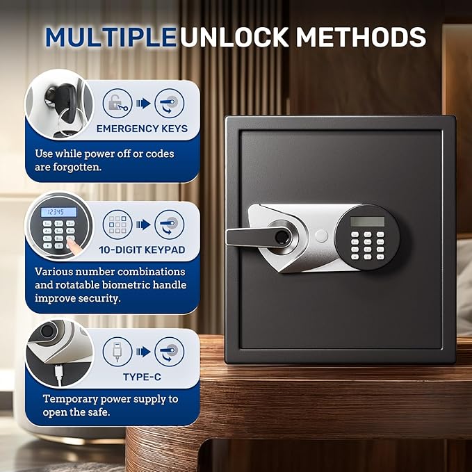 BlackSmith Biometric Handgun Safe 1.8 Cub Home Safe Quick Access Fingerprint - Image 3
