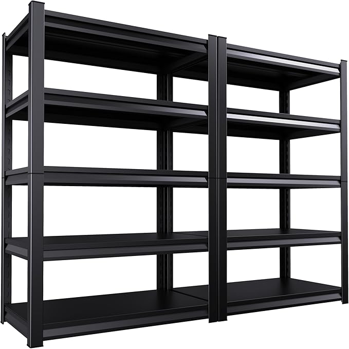 2 Pack Garage Shelving Heavy Duty Storage Shelves 2500LBS Adjustable Garage by AOJUFEO