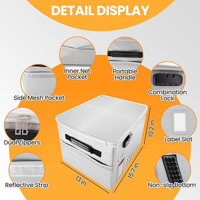 Upgraded 5200°F Fireproof Document File Organizer Box, Fireproof Storage Filing - Image 6