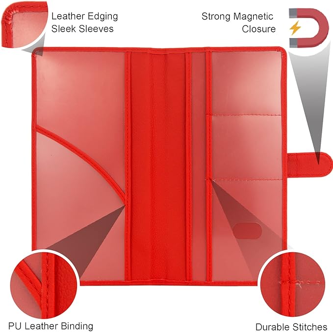 Car Registration and Insurance Holder, Leather Magnetic Shut Vehicle Glove Box - Image 2