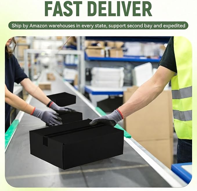 10 Pack 12"x9"x4" inch Shipping Boxes Black Corrugated Cardboard Box - Image 6
