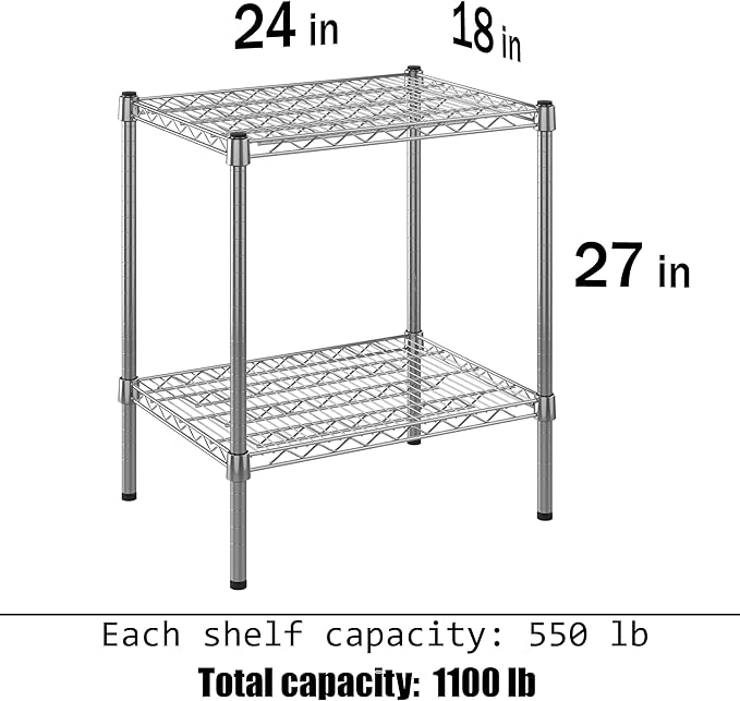18" Deep x 24" Wide x 27" Height Wire Shelving Kit | 2-Tier | NSF Commercial - Image 3