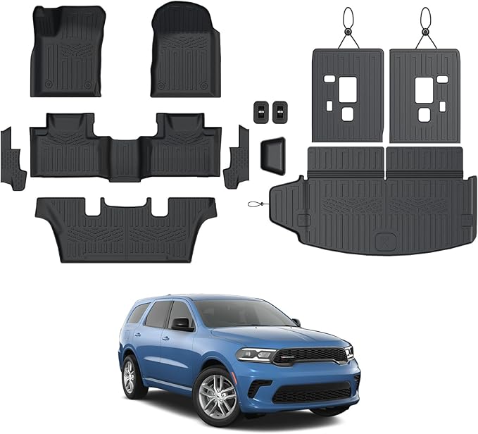 Floor Mats Set for 2016-2026 Dodge Durango, All Weather TPE Backrest Mat Trunk by JOULARISE