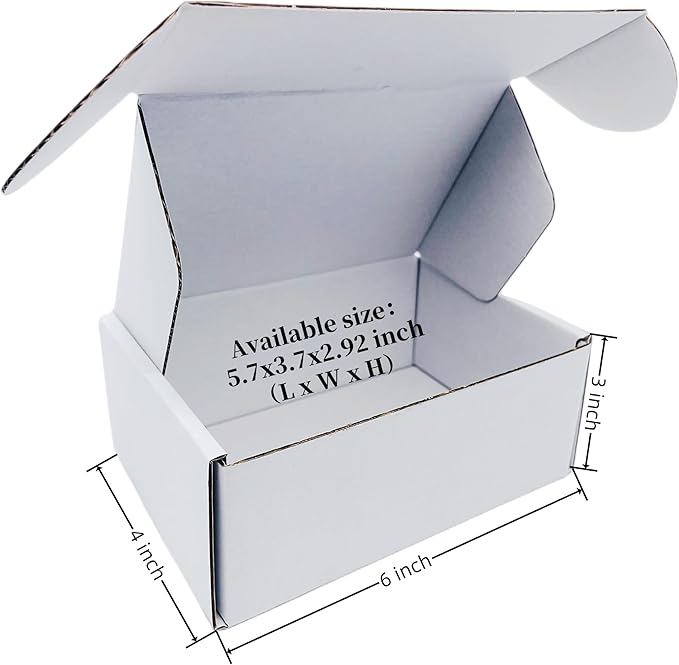 6x4x3 inch Small White Mailers Boxes Recyclable Corrugated Gift Box - Image 2