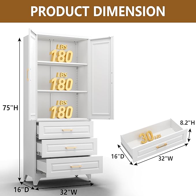 Kitchen Pantry Cabinet, Metal Storage Cabinets - Image 3
