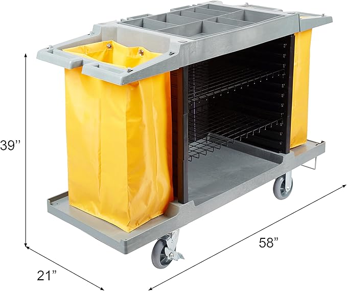 Hotel Cart Housekeeping Room Service Cart H 39" x L 60" X W 21" - Image 5