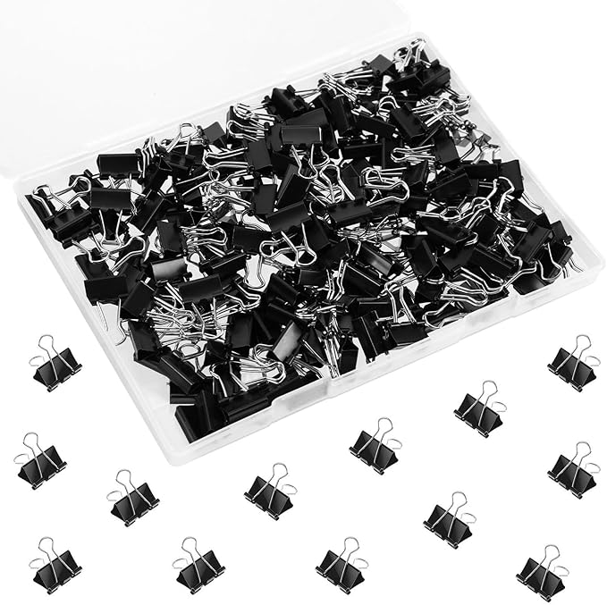 SANNIX 150 PCS Mini Binder Clips, 5/8 inch 15mm Binder Clips Black Paper Clamps by SANNIX