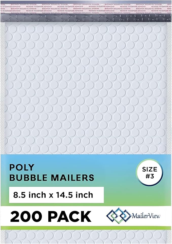 White Poly Bubble Mailers 8.5x14.5 inch #3 | Self Seal Padded Envelopes | by MAILERVIEW