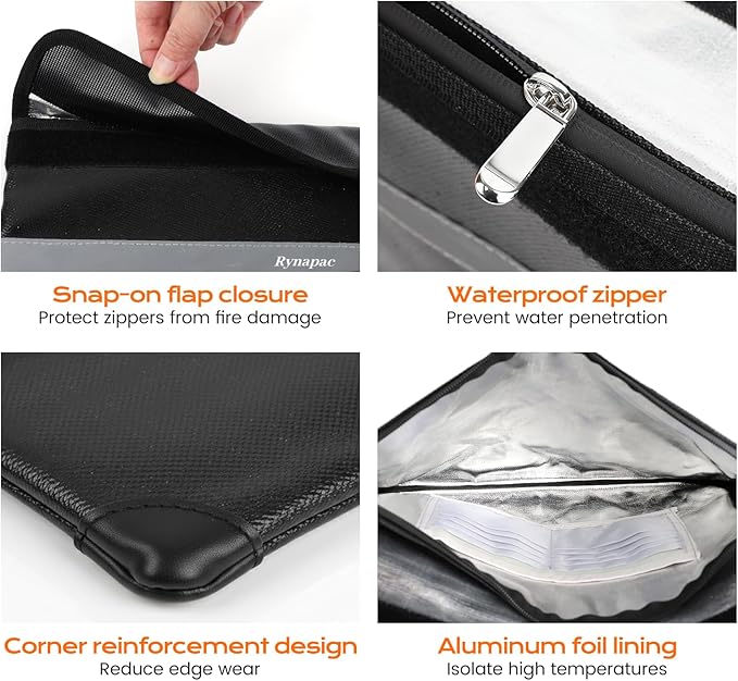Fireproof Money Bag Upgraded 4200°F, 11”x 6.2” Waterproof money bags - Image 4