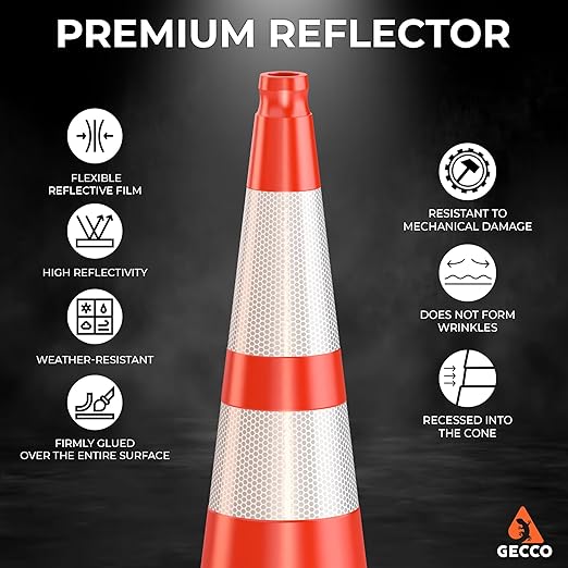 GECCO ™ 36 Inch 10 Lb Heavy Tall Orange Traffic Cones in Bulk | Large Safety - Image 4
