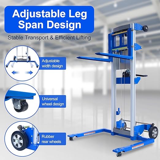 70" Material Lift Winch Stacker, 500 lbs Capacity Manual Material Lifts - Image 6