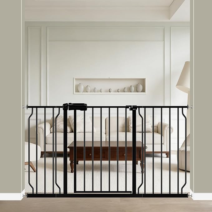 WAOWAO Baby Gate 52.76-57.48" Extra Wide Pressure Mounted Walk Through Swing by WAOWAOBABYSAFETYPRODUCTS