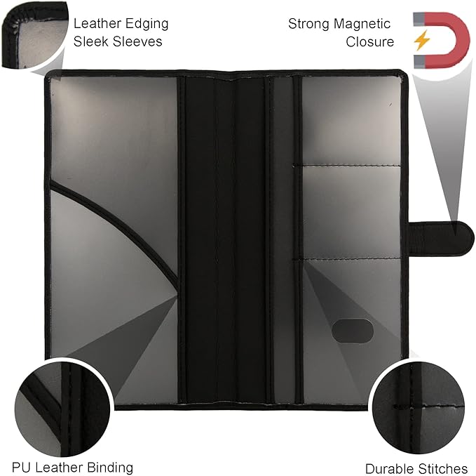 Car Registration and Insurance Holder, Leather Magnetic Shut Vehicle Glove Box - Image 2