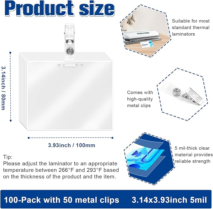 500 Pack 5mil 2.25“x3.75" Thermal Laminating Pouches Badge Laminate Pouches - Image 2