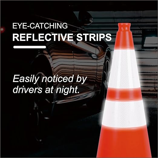 Traffic Safety Cones with Reflective Collars, Restorable Parking Cones - Image 3